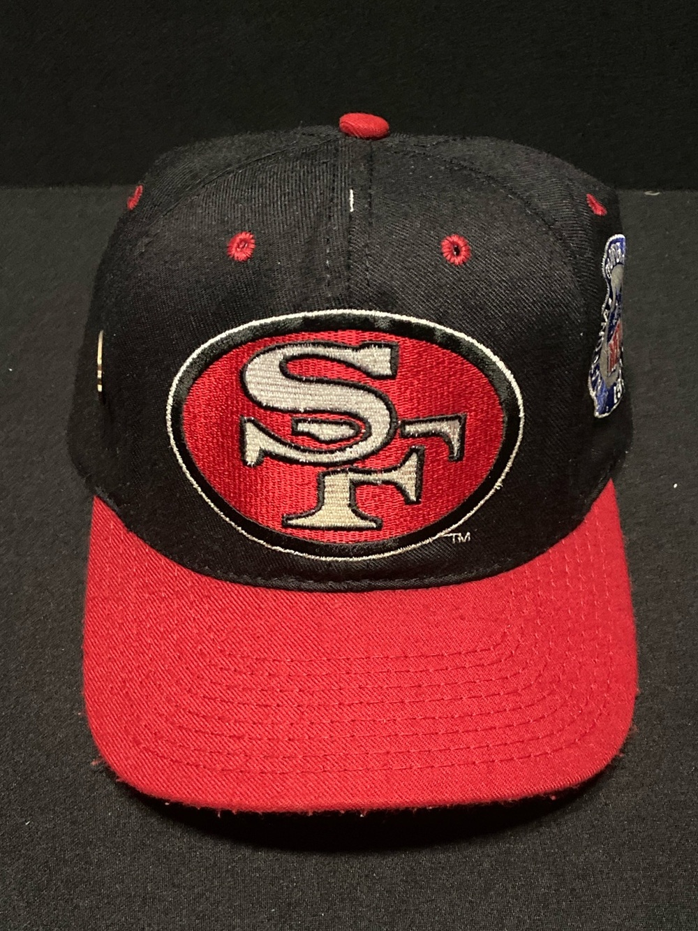 STARTER San Francisco 49ers Black and Red Fitted Trucker Hat Sz 7.5